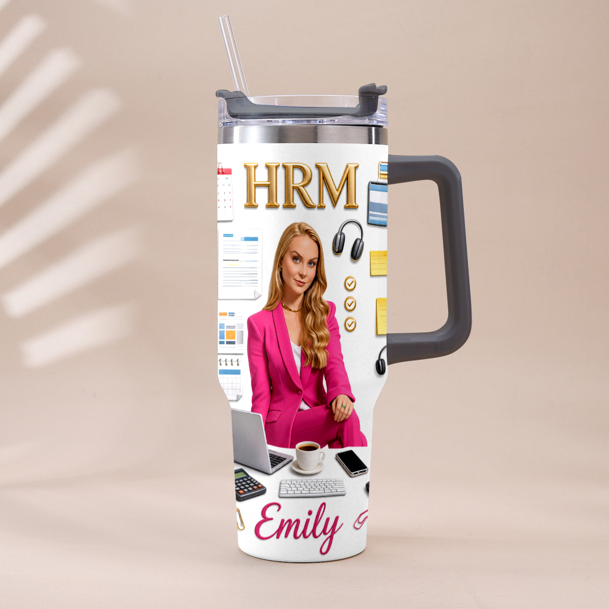 Custom Any Photo Office Staff Gift - Personalized Colleague Tumbler With Plush Charm