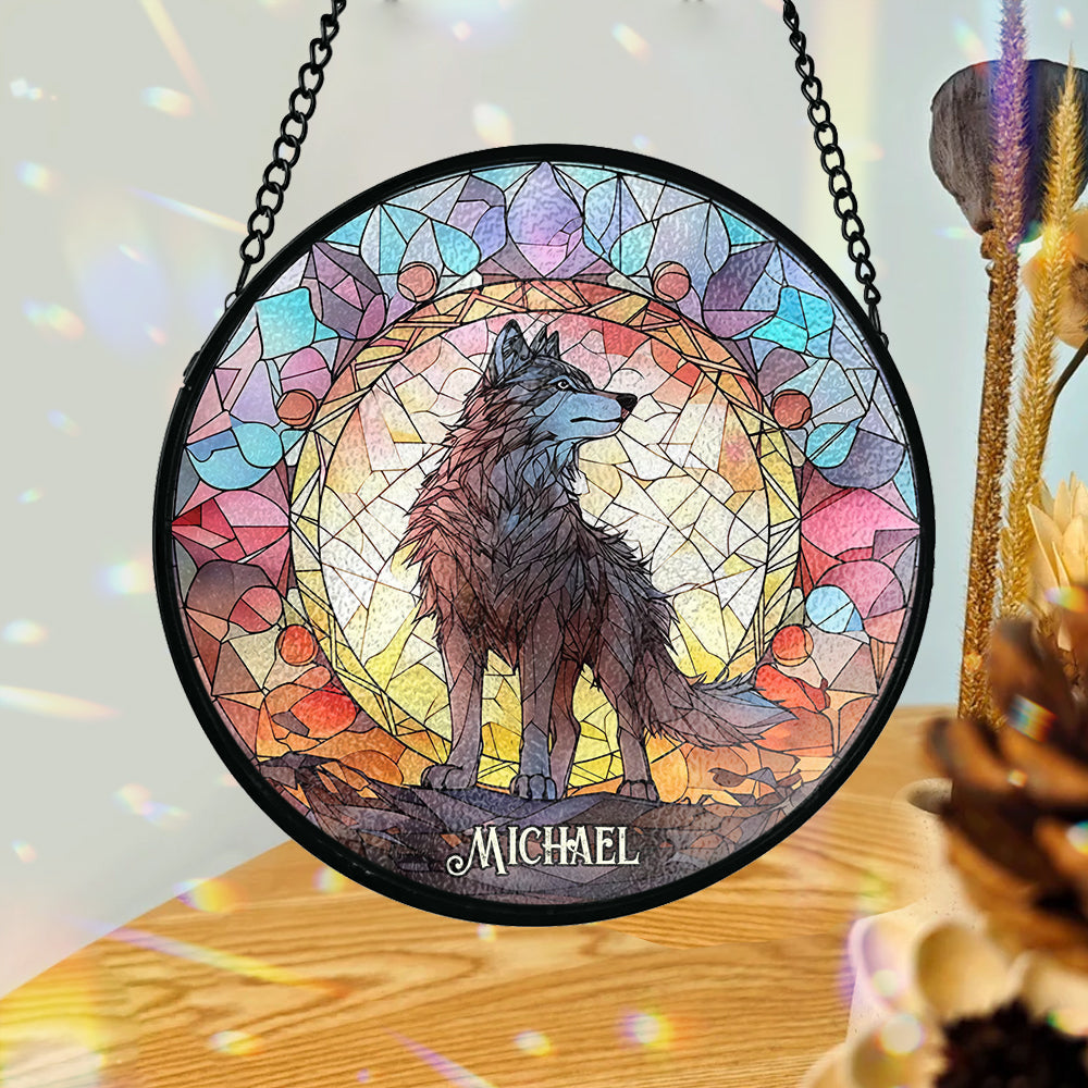 Fierce Spirit - Personalized Wolf Stained Glass Suncatcher