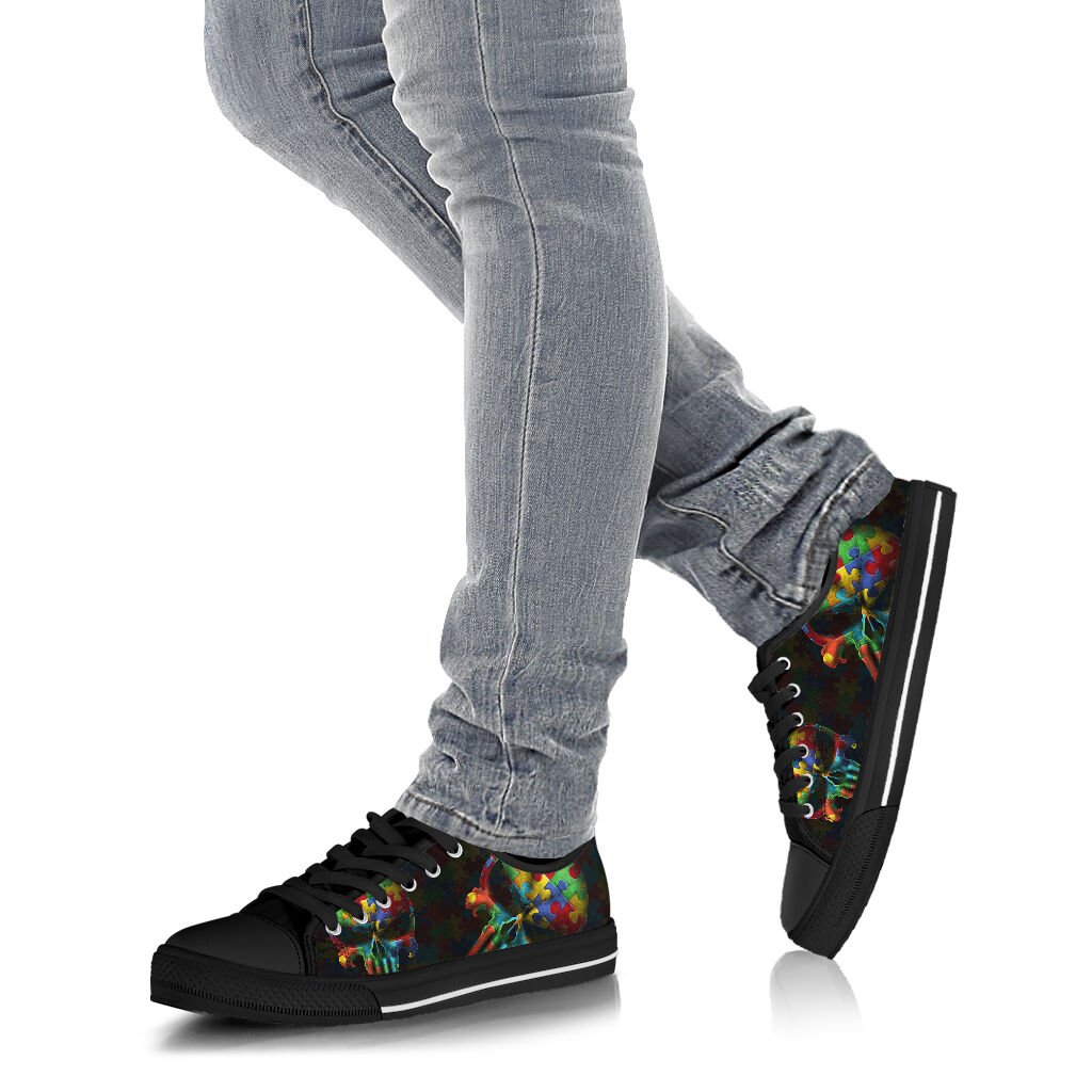 Autism Punisher Skull Autism Awareness Low Top Shoes 0622