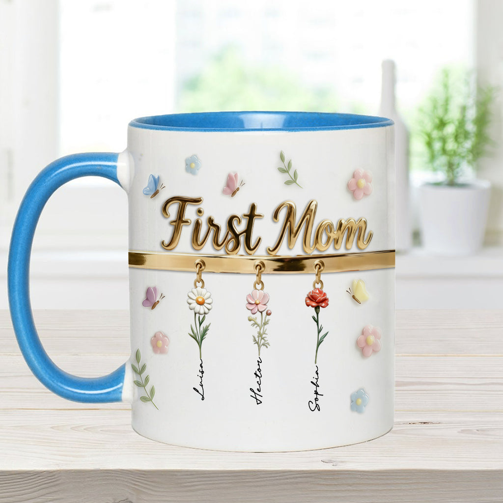First Mom Now Grandma - Personalized Grandma Accent Mug & Coaster