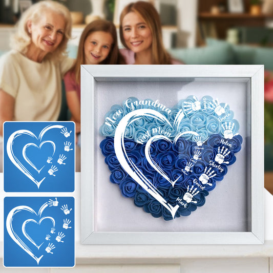 First Mom Now Grandma - Personalized Grandma Flower Shadow Box