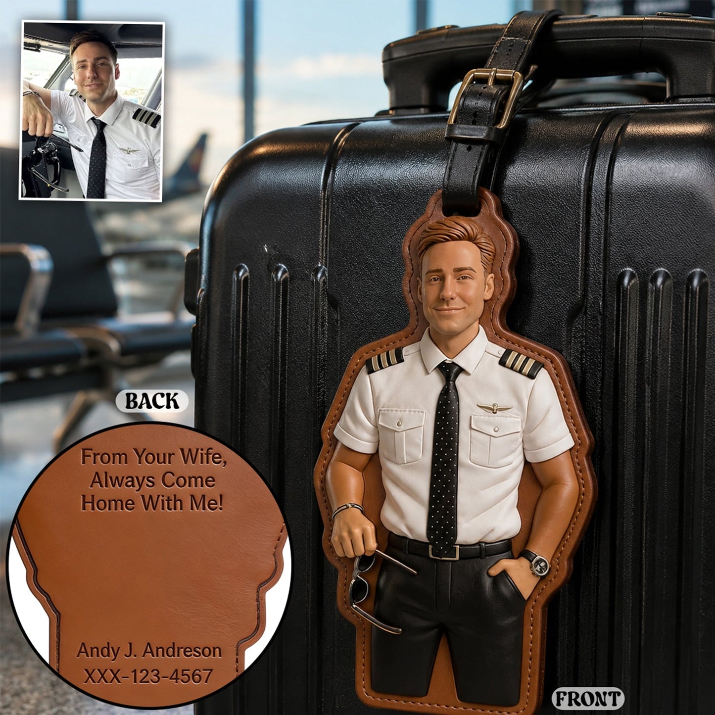 Custom Gift For Travellers - Personalized Pilot Luggage Tag