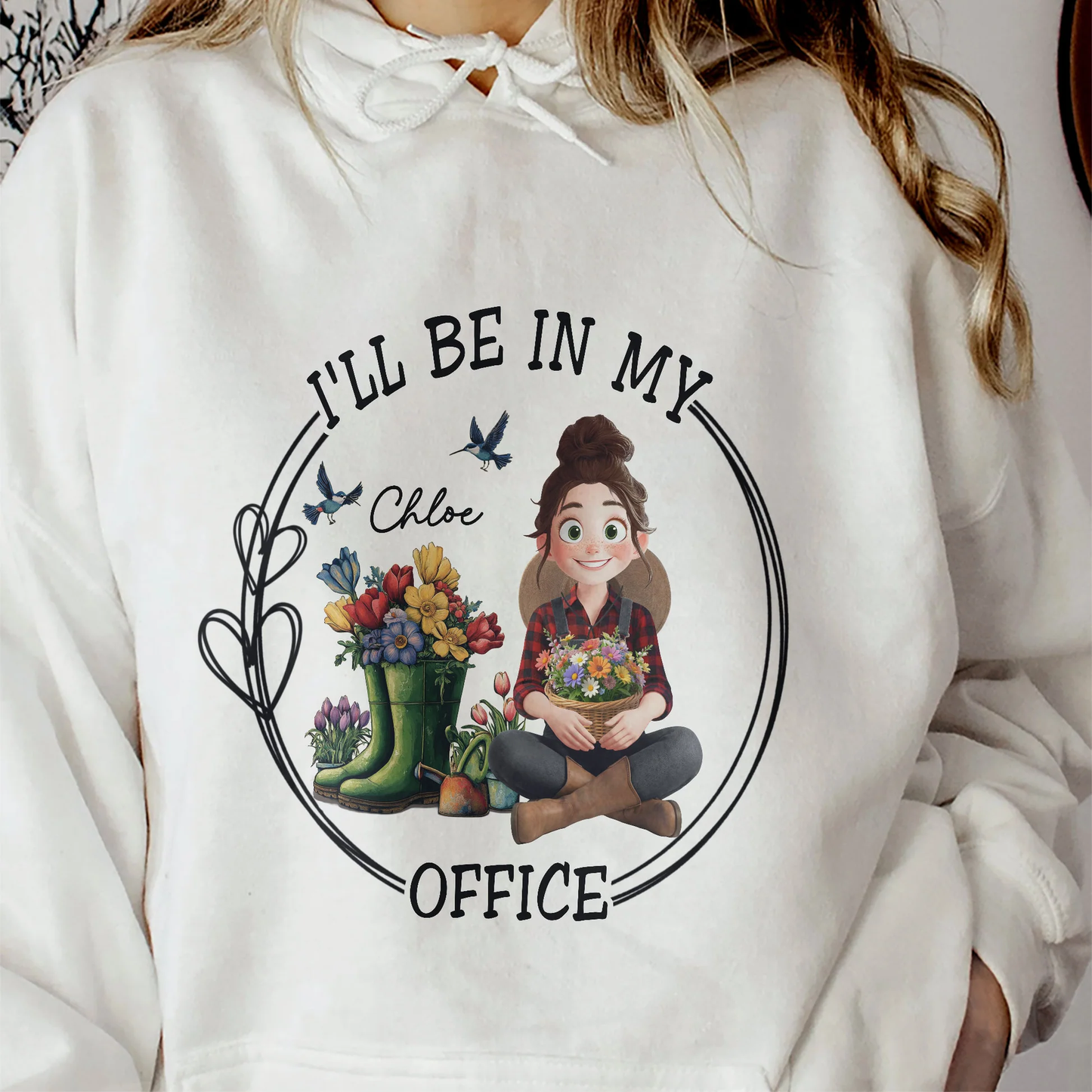 Personalized Gardener Classic Tee I'll Be In My Office Cute Cartoon Garden Scene - Unique Gift for Plant Lovers