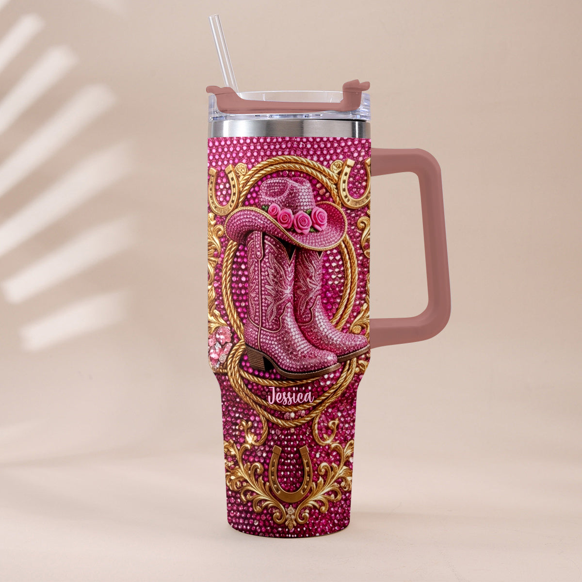 Cowgirl Boots - Personalized Cowgirl Tumbler With Plush Charm