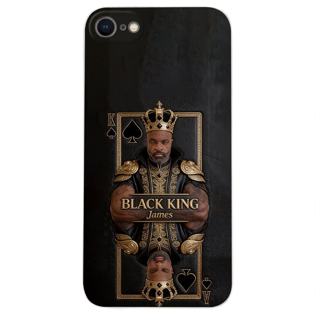 Black King - Personalized African American 3D Embossed Leather Phone Case