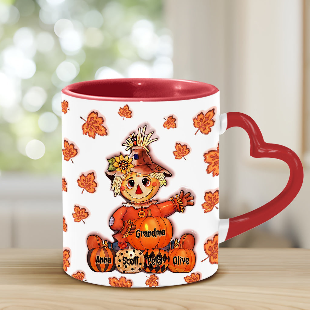 Grandma Fall - Personalized Grandma Heart Handle Mug