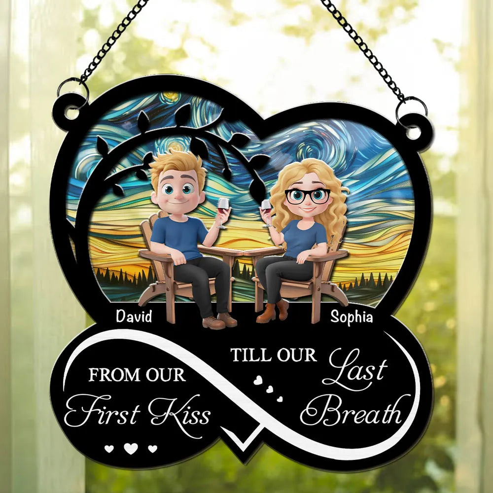 From Our First Kiss Till Our Last Breath – Personalized Wood & Acrylic Heart Ornament