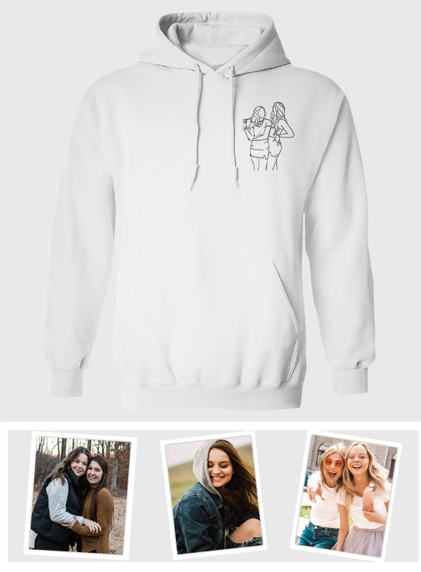 Custom Line Art - Personalized Daughter Embroidered Hoodie