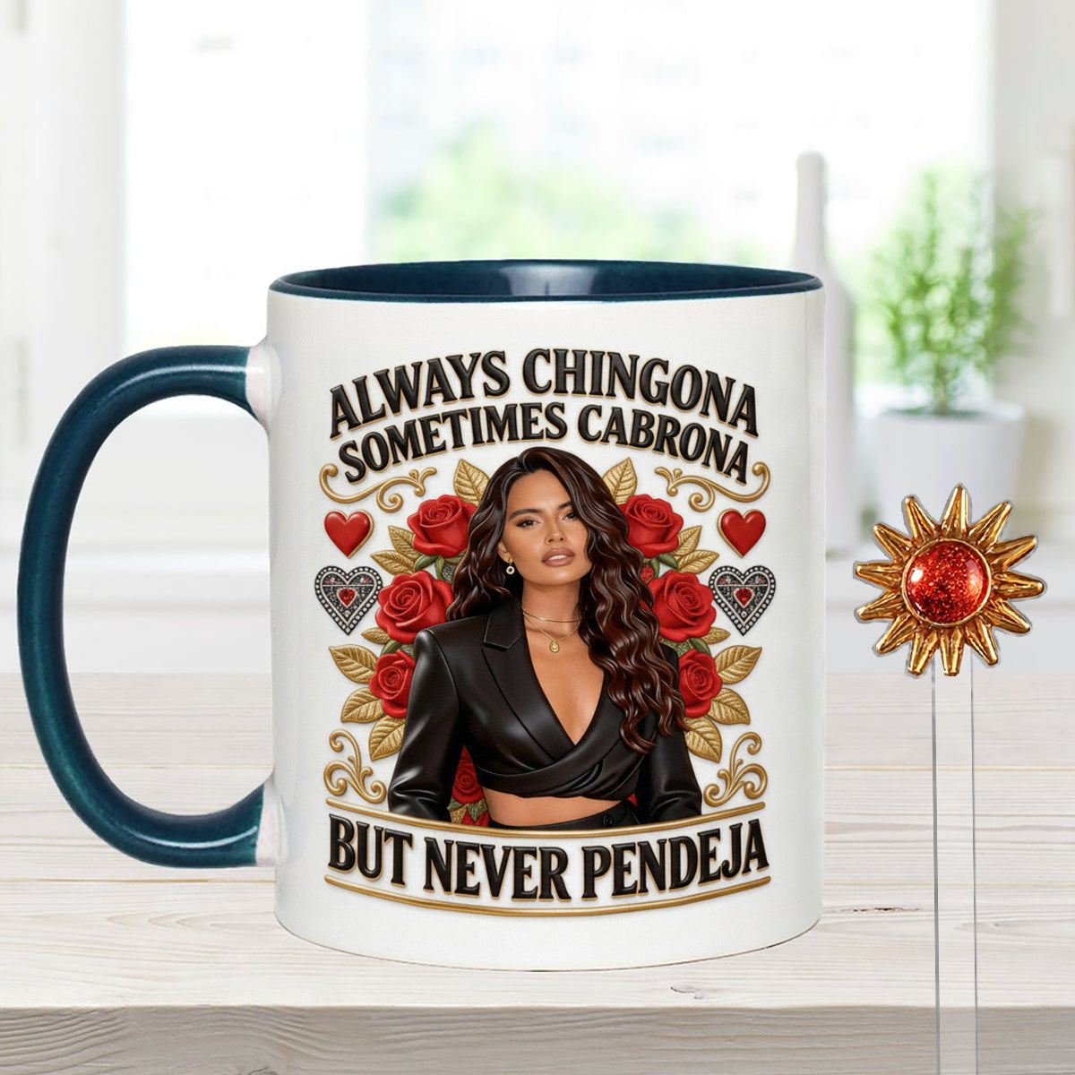 Latina Vibes, Always Chingona - Personalized Latina Women Set Accent Mug with Acrylic Stirrers