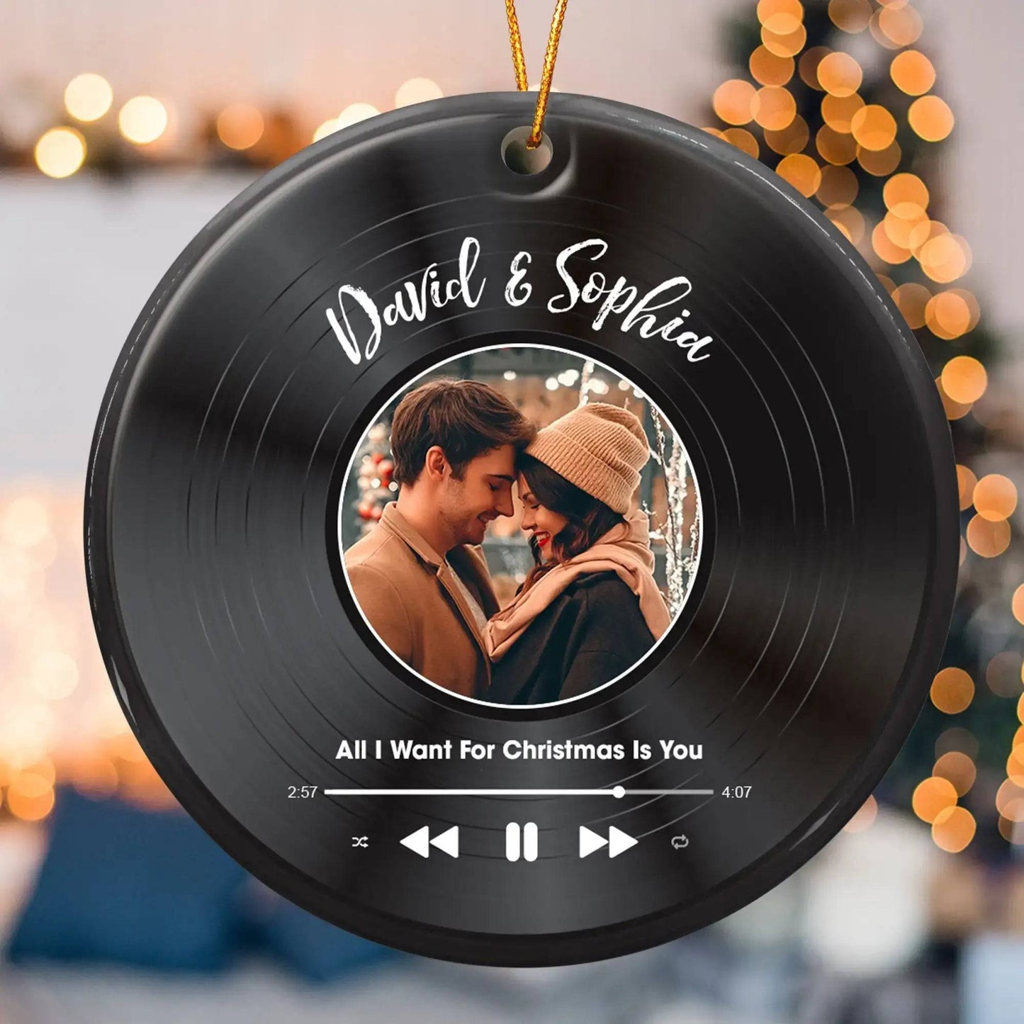 Custom Favorite Song - Personalized Photo Ceramic Ornament - Perfect Gift For Your Sweetheart
