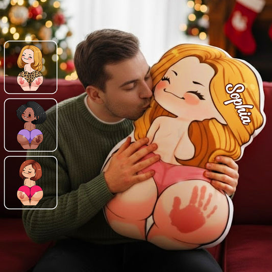 Funny Chibi Art for Couple - Personalized Couple Shaped Pillow