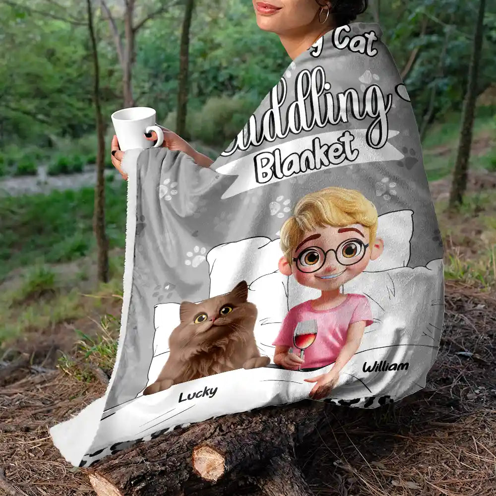 This Is My Cat Cuddling Blanket Personalized for Cat Lovers, Perfect Gift for Cat Owners, Fleece and Sherpa Blanket