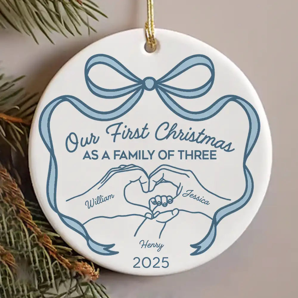 Our First Christmas as a Family of Three Ceramic Ornament, 2025 Family Keepsake