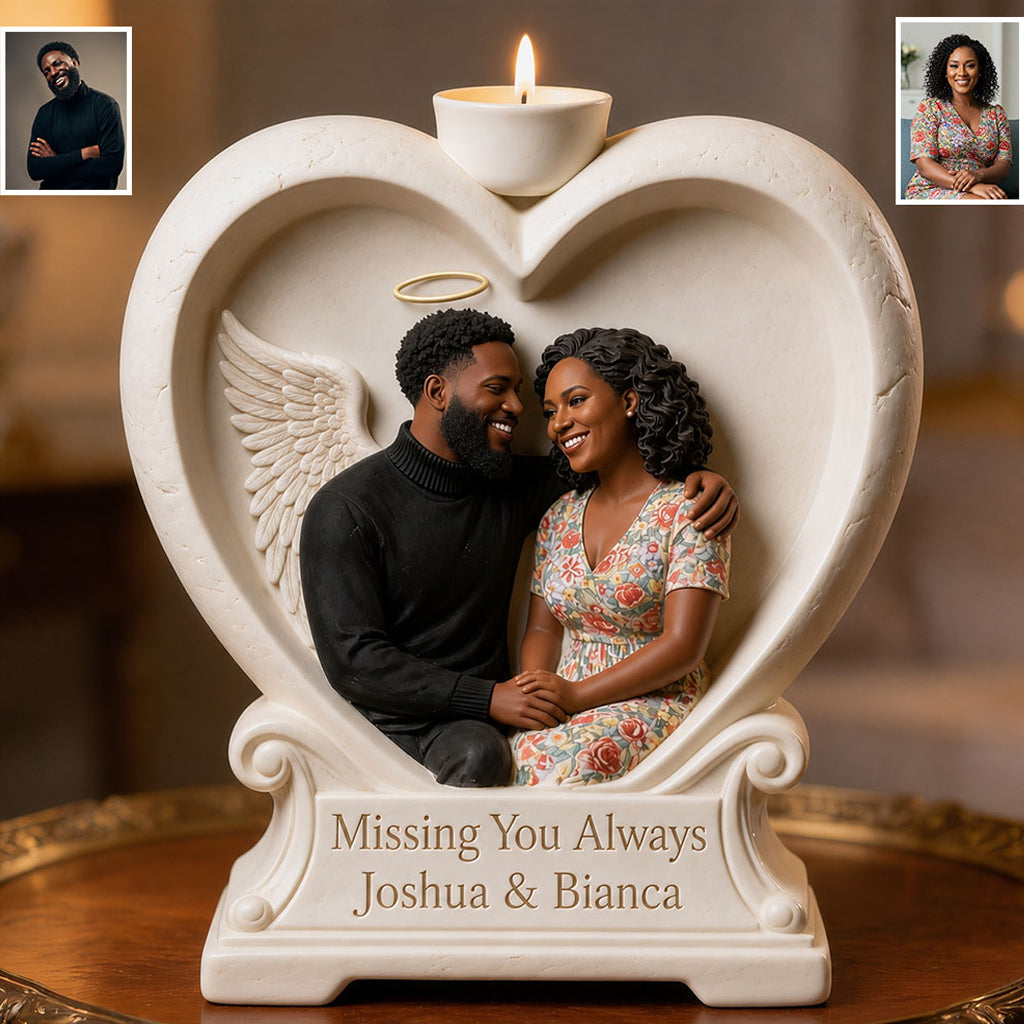 In Loving Memory - Personalized Memorial Custom Shape Wooden Candle Holder