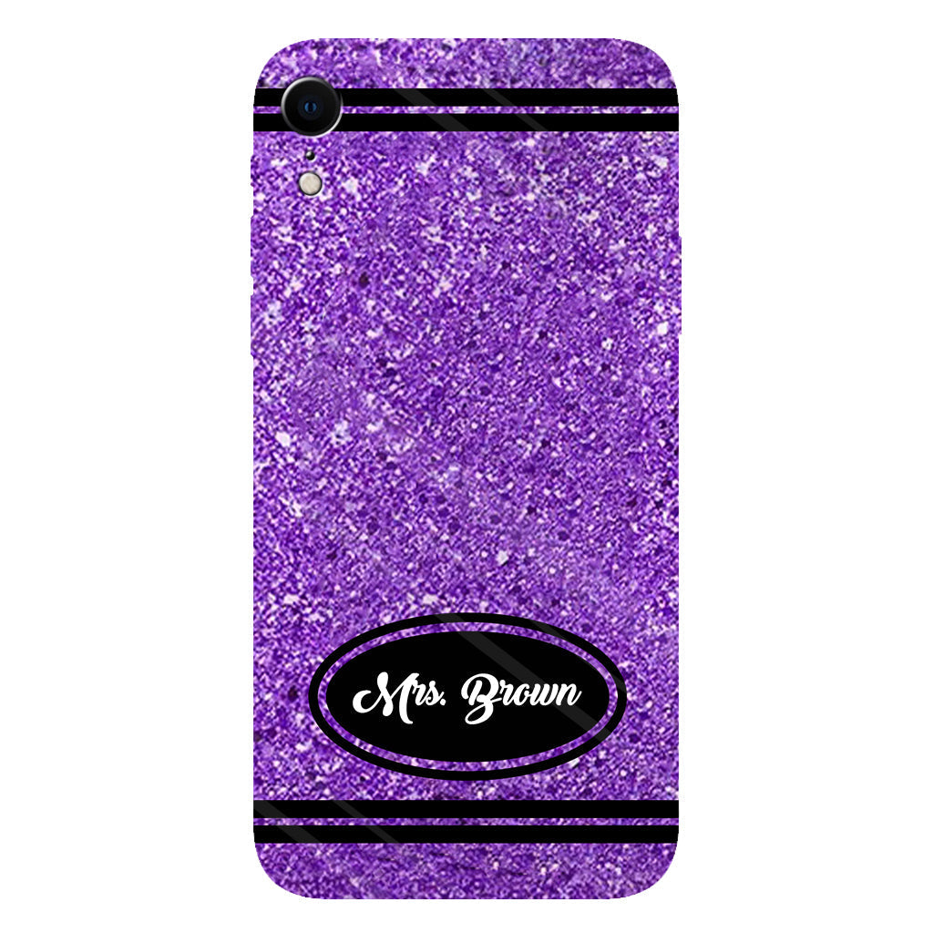 Artificial Glitter Crayon Design - Personalized Teacher Full Print Phone Case & Phone Grip