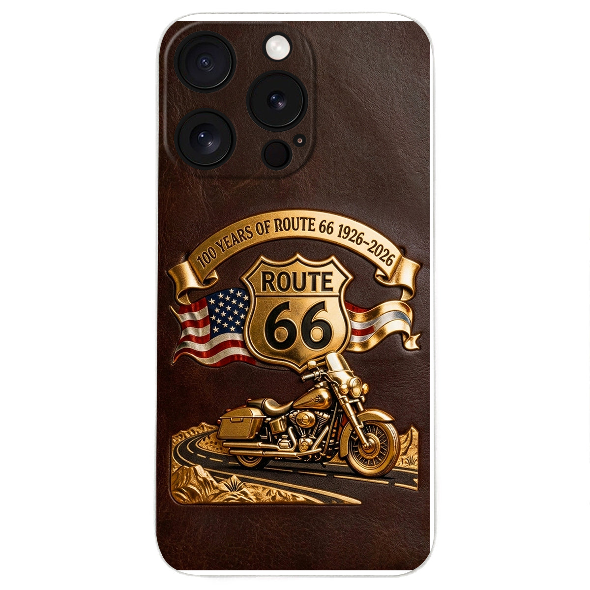 100 Years Of Route Personalized Gifts For Bikers - Personalized Biker 3D Embossed Leather Phone Case