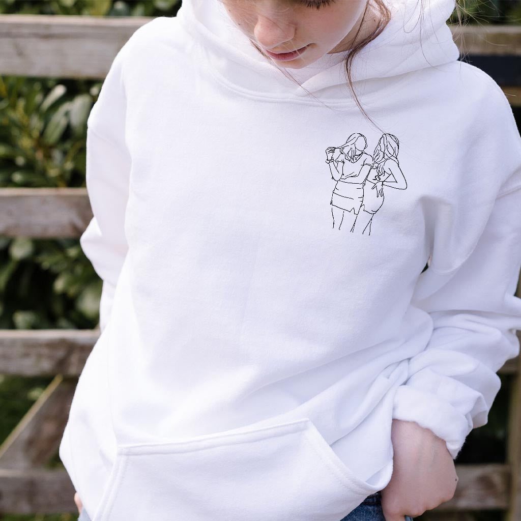 Custom Line Art - Personalized Daughter Embroidered Hoodie