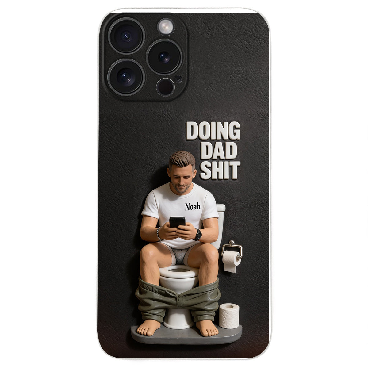 Doing Dad Shit - Personalized Father 3D Embossed Leather Phone Case