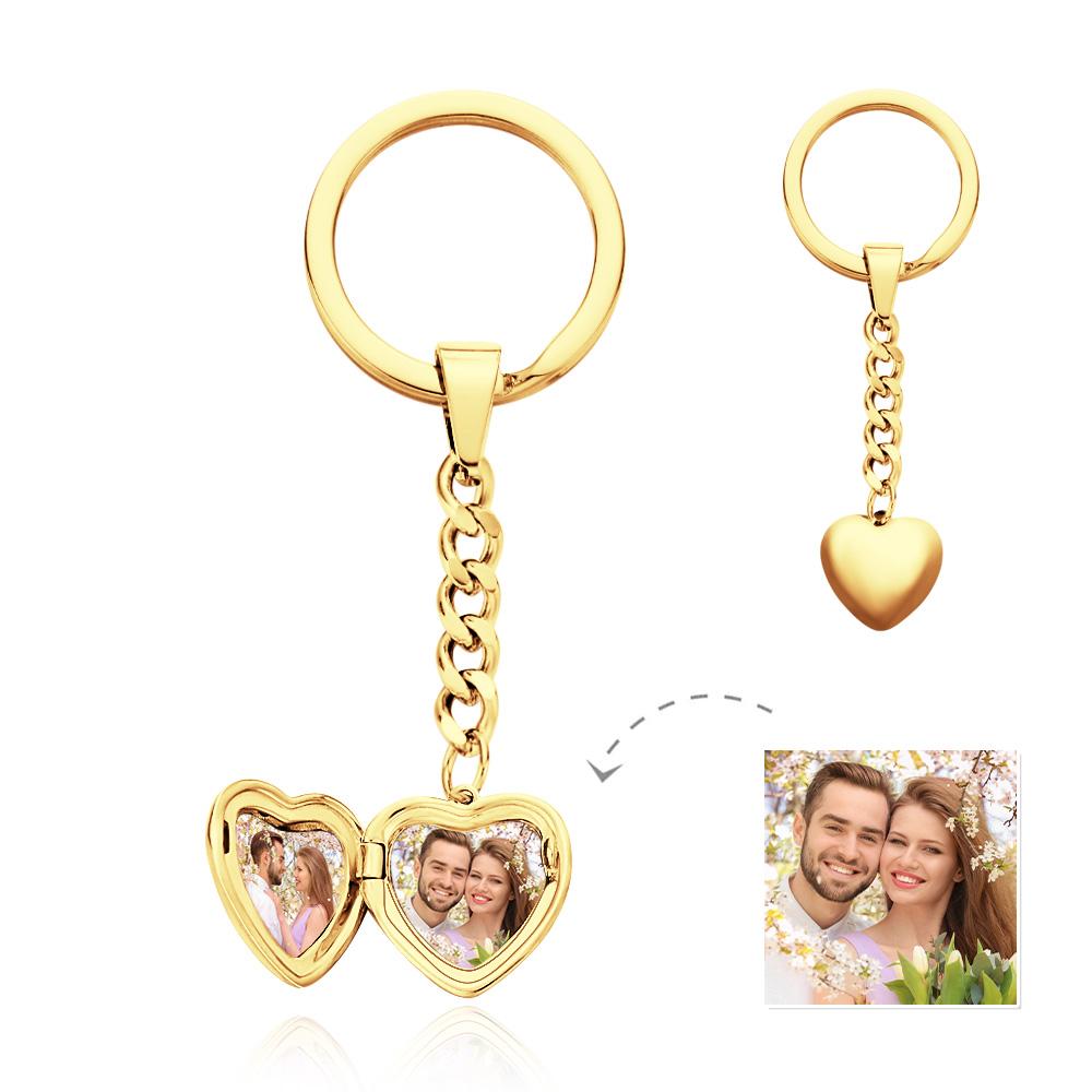 Heart Locket - Personalized Couple Heart Shape Locket Keychain