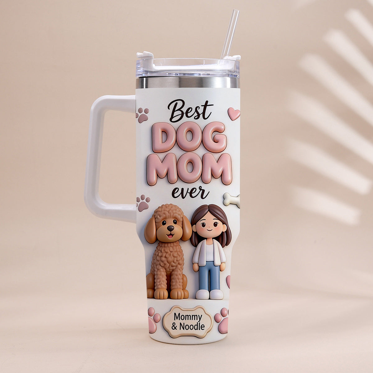 Best Pet Mom Ever - Personalized Dog Tumbler With Handle