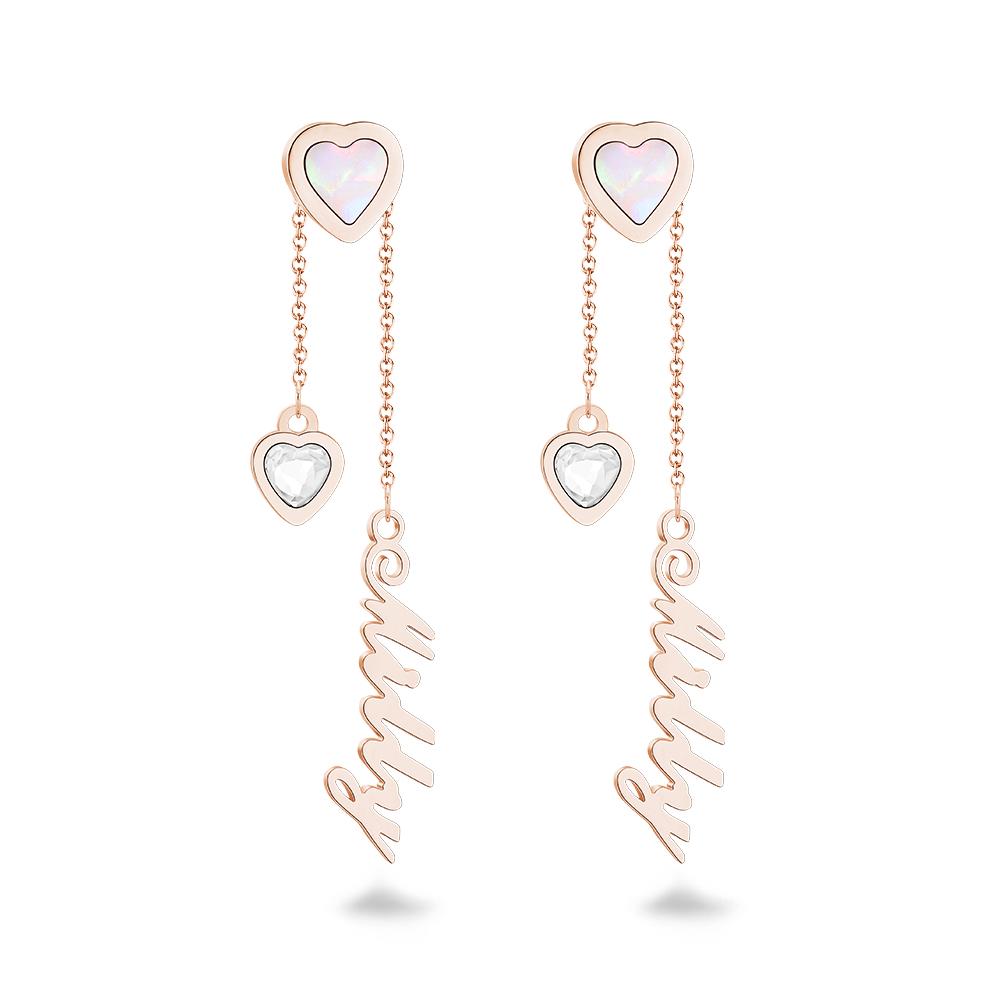 Heart Crystal - Personalized Heart-shaped Name Earrings