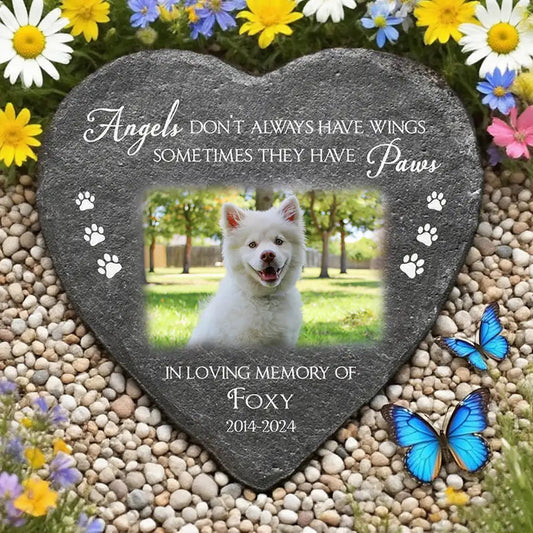 Heart Stone Pet Memorial Plaque, Cherished Dog Tribute with Warm Remembrance for Home Décor