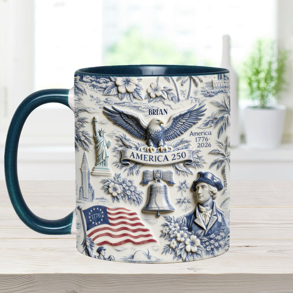 250 Years of America 1776–2026 Vintage Patriotic - Personalized Independence Day/ 4th of July Accent Mug & Coaster