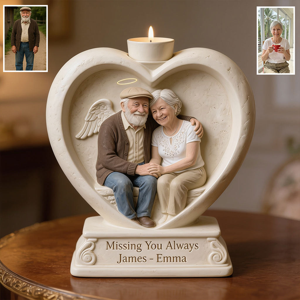 In Loving Memory - Personalized Memorial Custom Shape Wooden Candle Holder