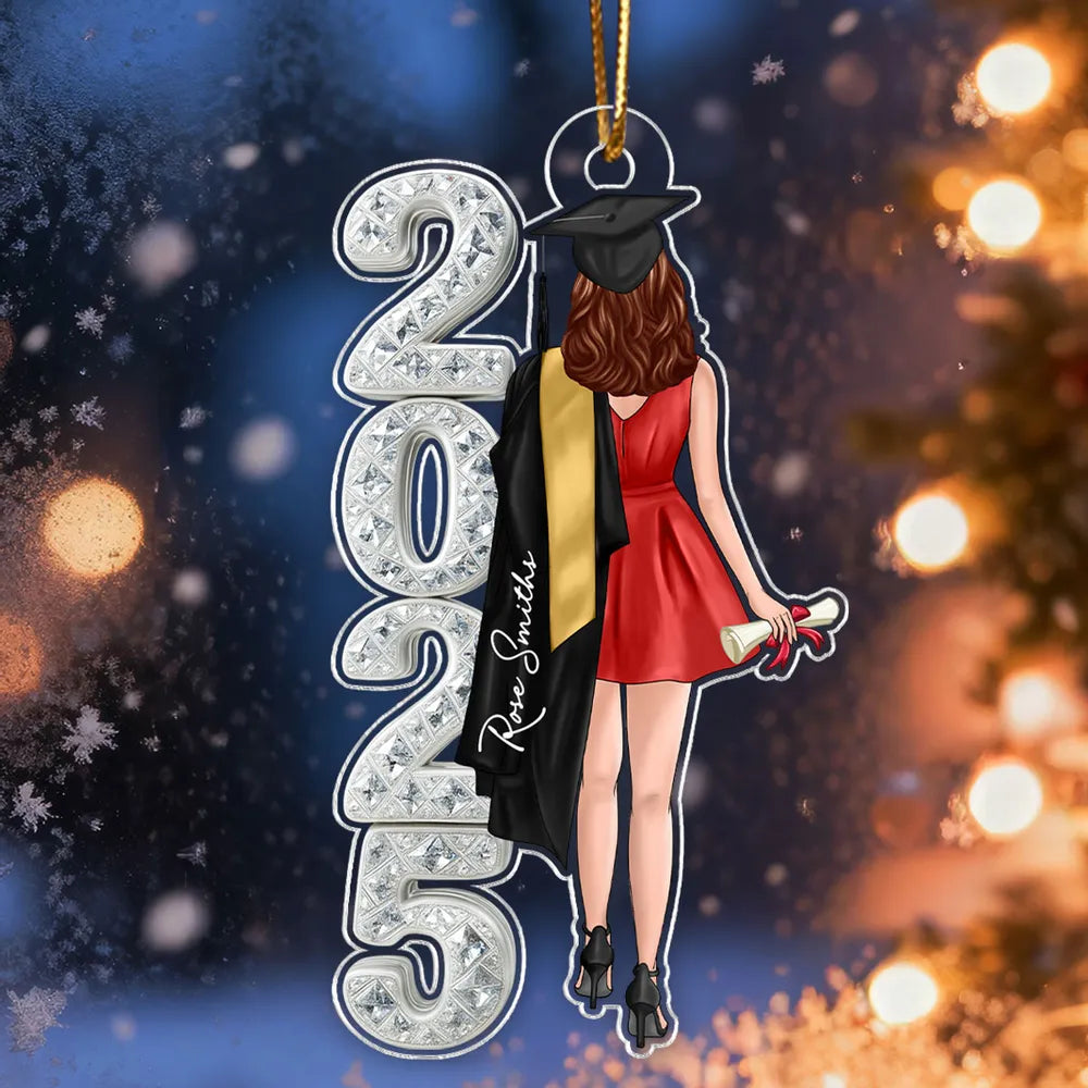 Acrylic Ornament for Graduation Memories, Personalized Year Design with Cap and Diploma, Heartwarming Unique Gift for Students