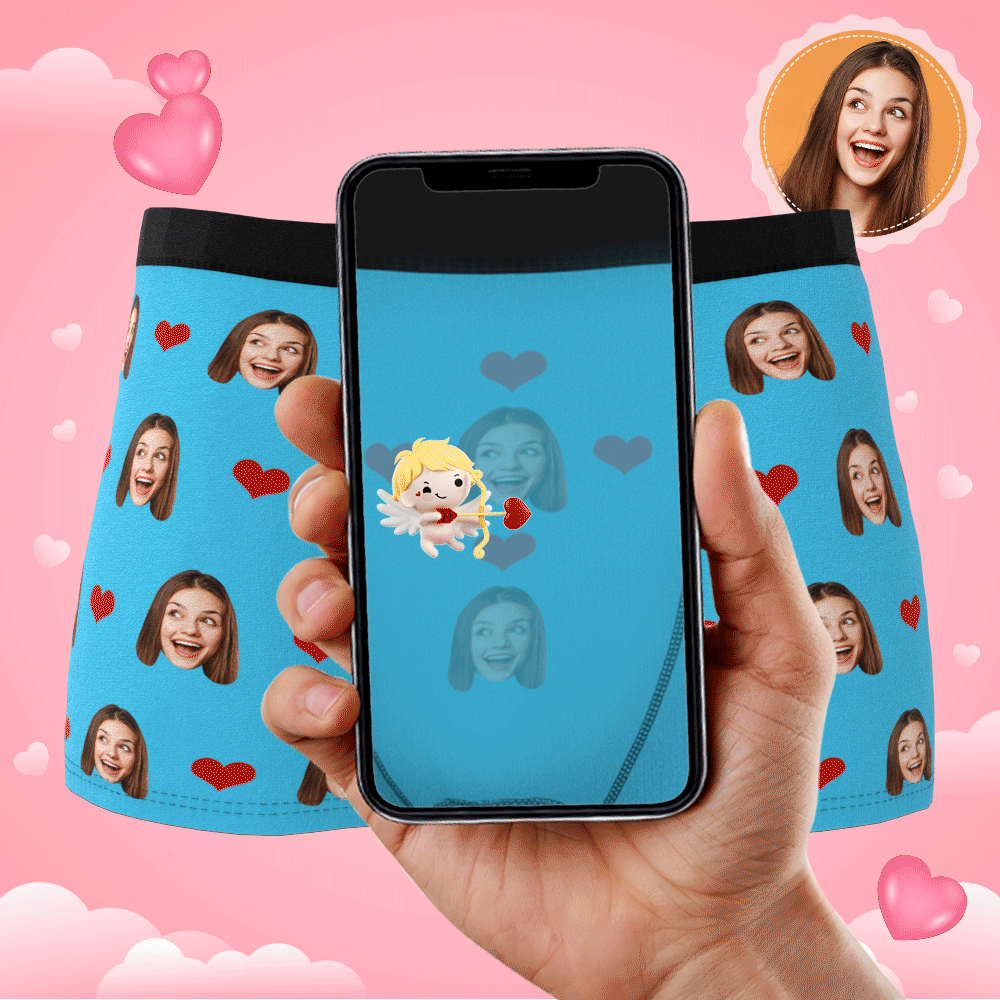 Custom Wife Or Girlfriend Face Boxers AR View - Personalized Couple Men's boxer briefs
