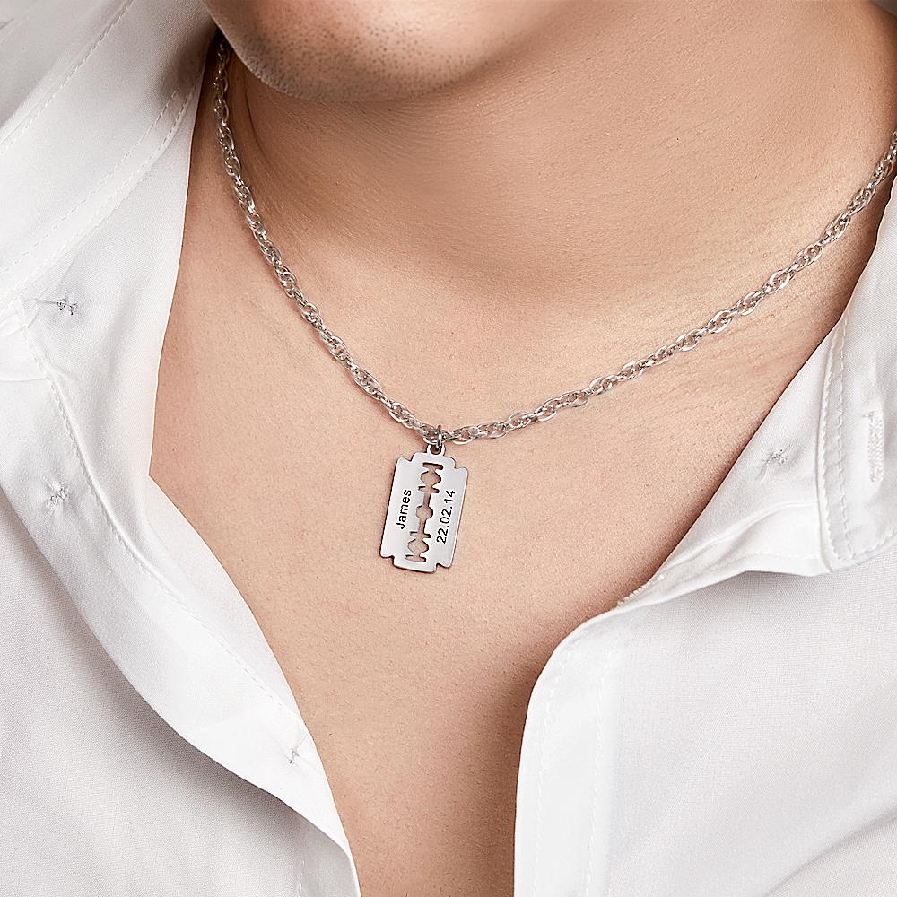 Funny Gift - Personalized Father Razor Blade Pendant