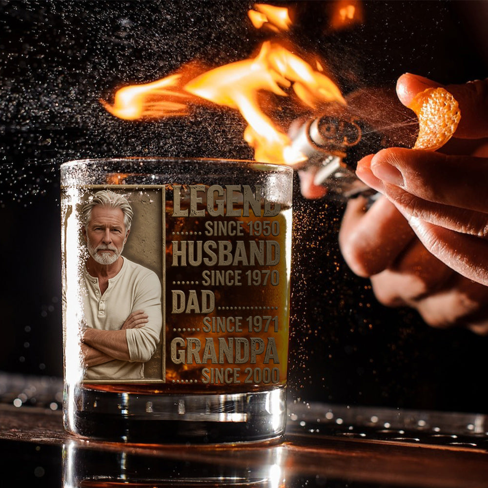 Legend Husband Dad Grandpa - Personalized Grandpa Whiskey Glass