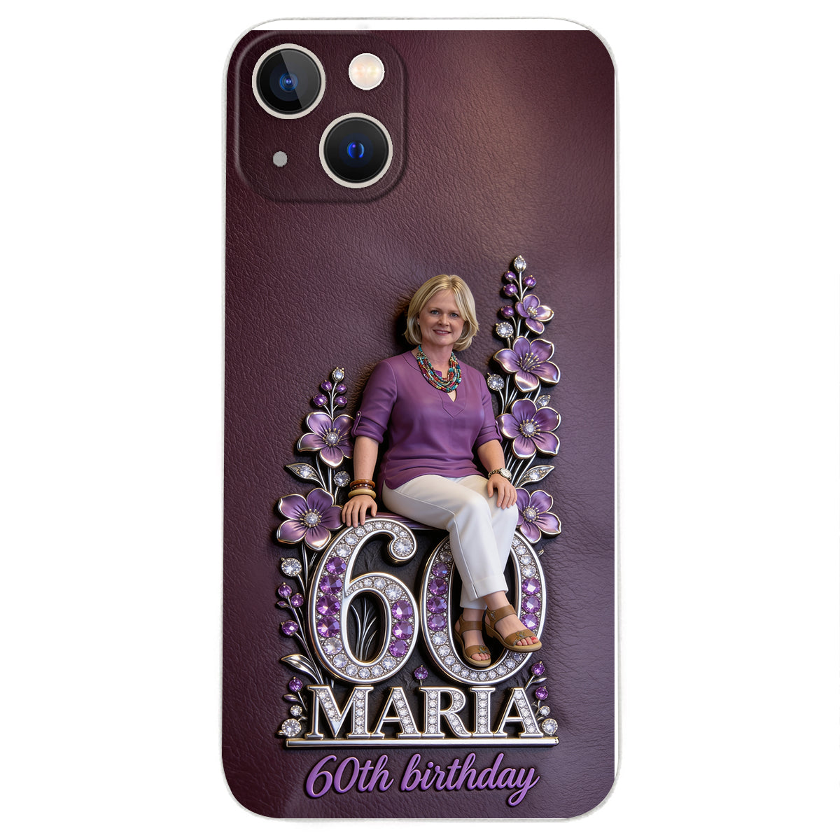Custom Any Photo Perfect Gift For Mom, Grandma - Personalized Birthday 3D Embossed Leather Phone Case