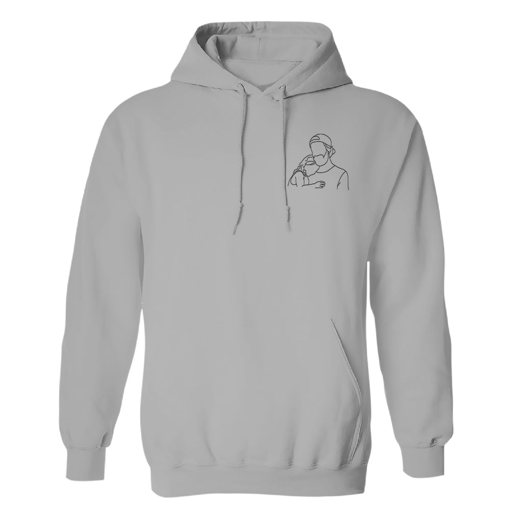 Custom Line Art - Personalized Step Dad Embroidered Hoodie