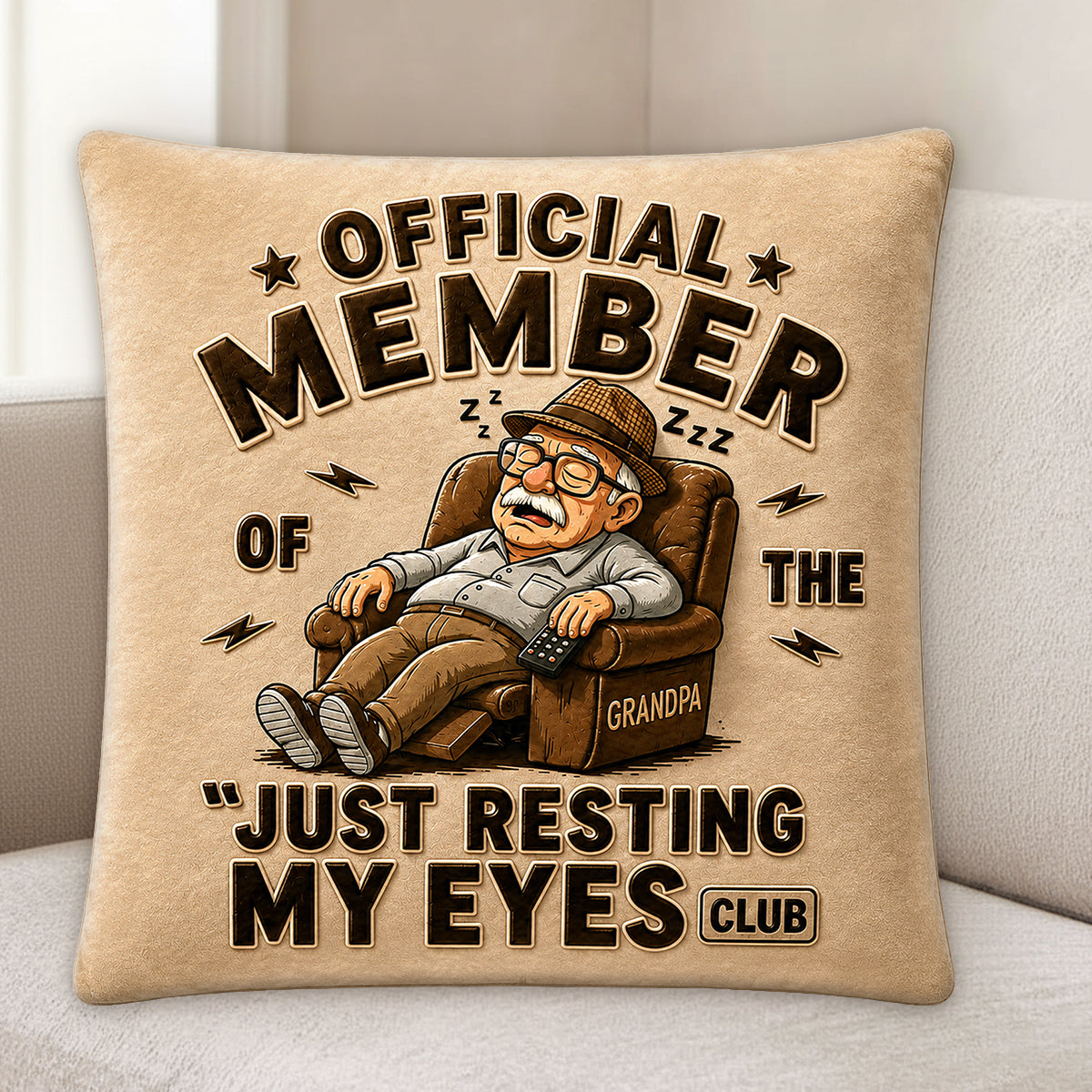 Funny Dad Grandpa Gift, Just Resting My Eyes - Personalized Grandpa Premium Faux Fur Pillow