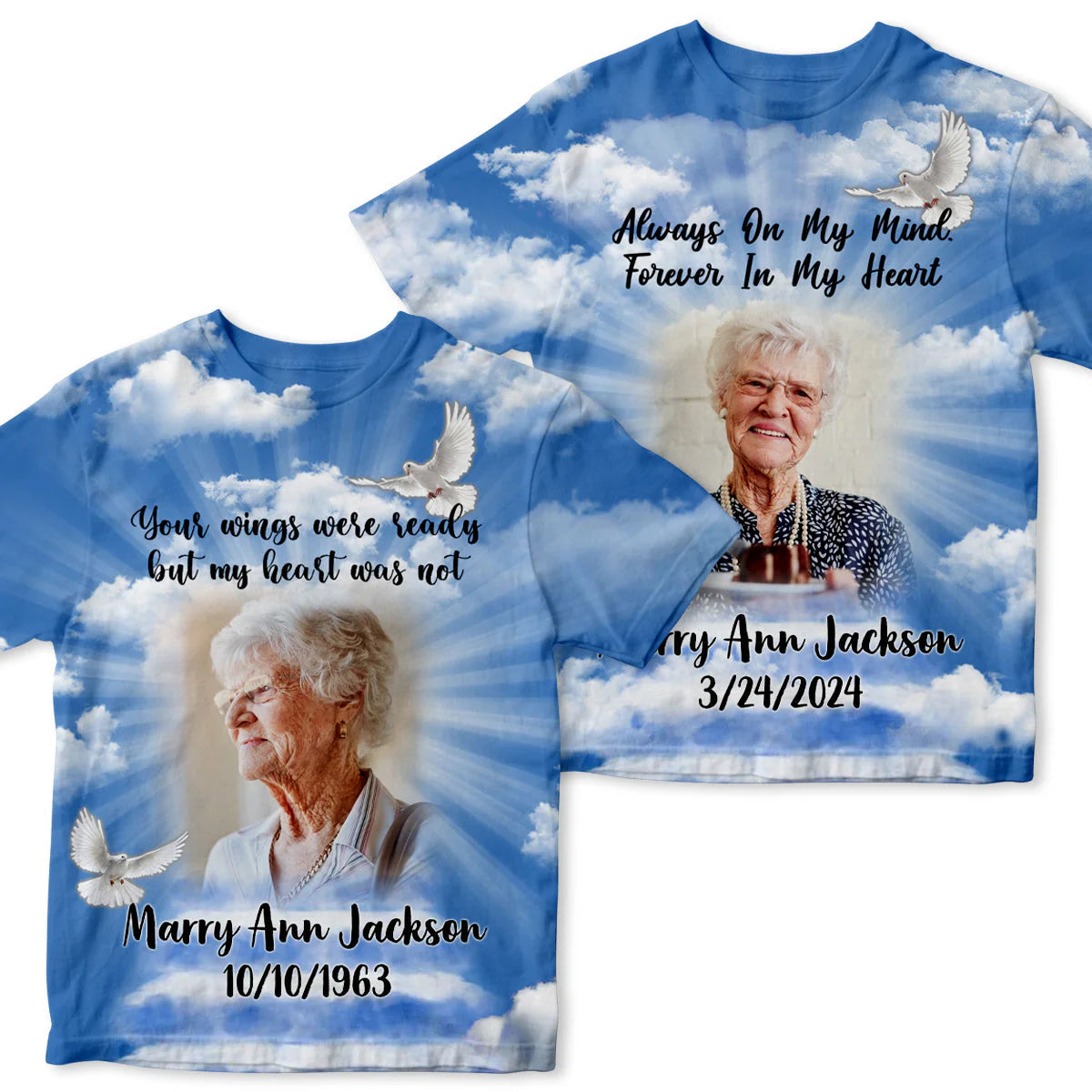 Custom Memorial Classic Tee - Photo & Name Tribute - "Always on My Mind, Forever in My Heart" - Meaningful Keepsake Shirt