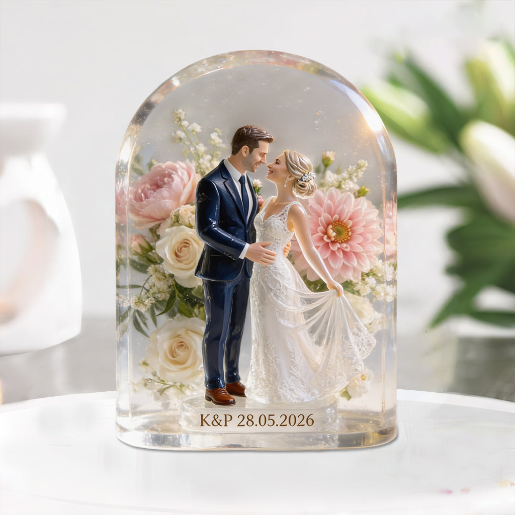 Eternal Bloom - Personalized wedding anniversary Custom Shaped Acrylic Plaque