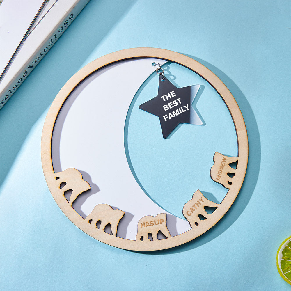 Any Family Name - Personalized Engraved Family Moon And Star Wall Plaque