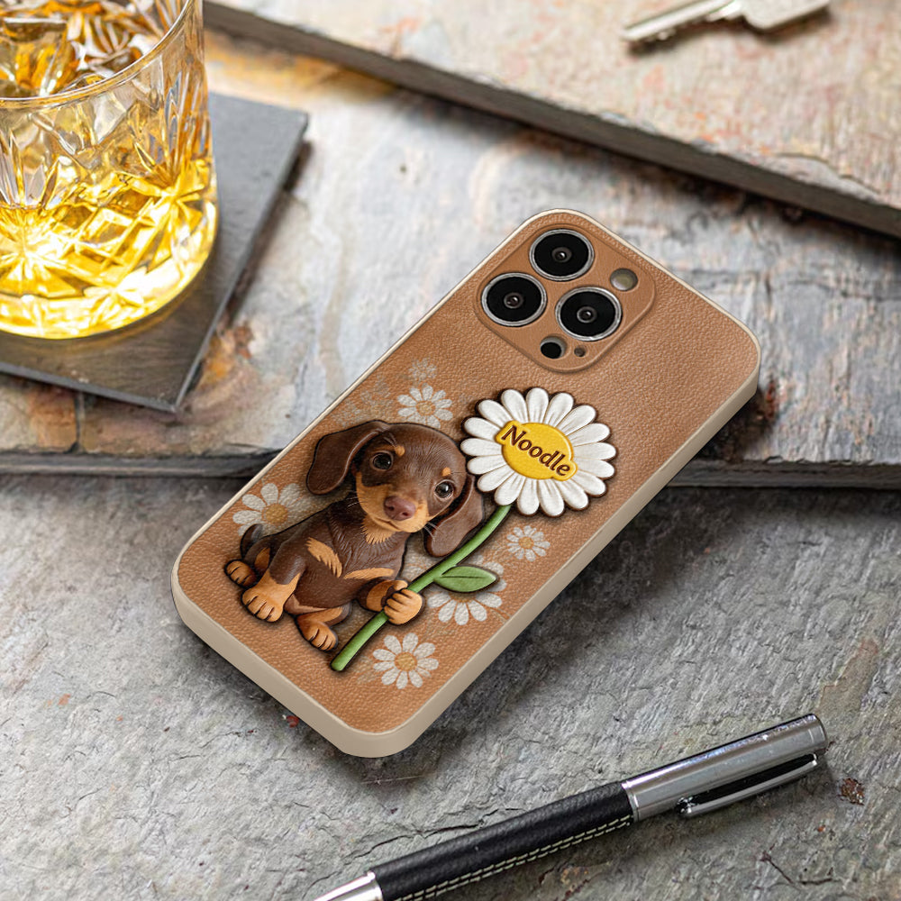 Custom Any Photo - Personalized Dog 3D Embossed Leather Phone Case