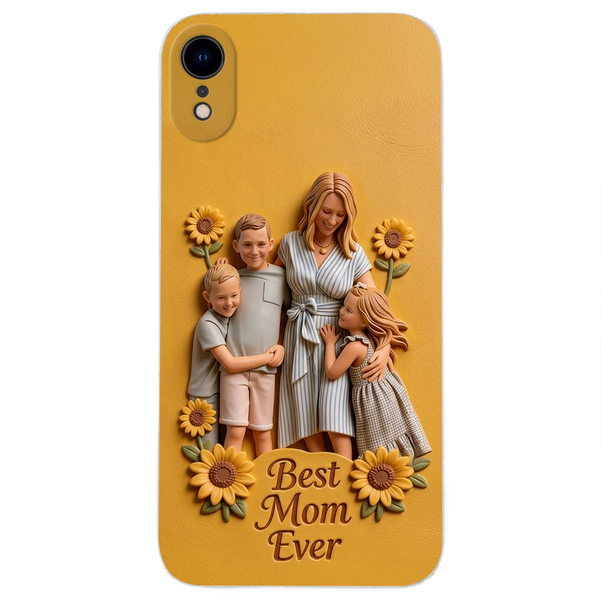 Best Mom Ever - Personalized Mother 3D Embossed Leather Phone Case