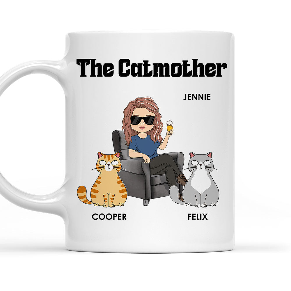 Personalized Beer Glass for Cat Dad – The Catfather Design with Cute Cats – Father's Day Gift for Pet Lovers