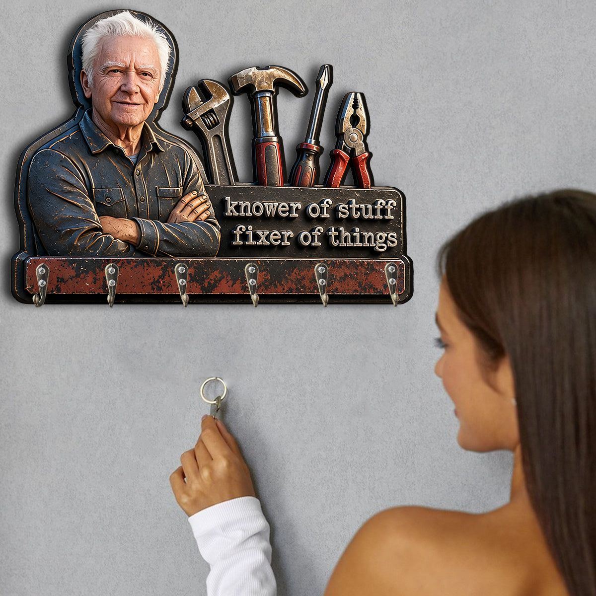 Father's Day Gift Idea - Personalized Father Custom Shaped Hanging Rack