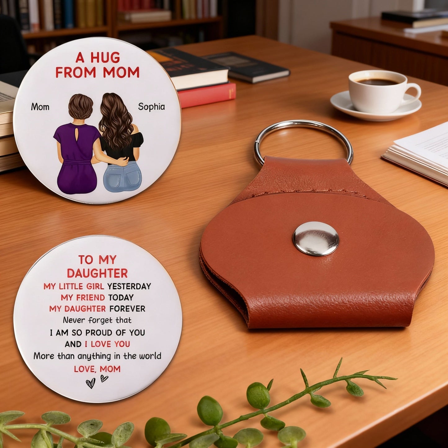 Mom and Daughter Pocket Hug – Customizable Pocket Hug Token with Sweet Message, Sentimental Gift for Birthday or Just Because
