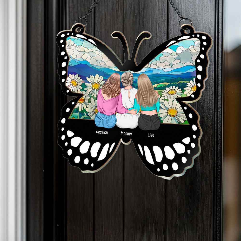 Personalized Butterfly Ornament for Mother’s Day – Custom Wood and Acrylic Layered Design with Family Names – Heartfelt Gift for Mom from Daughter