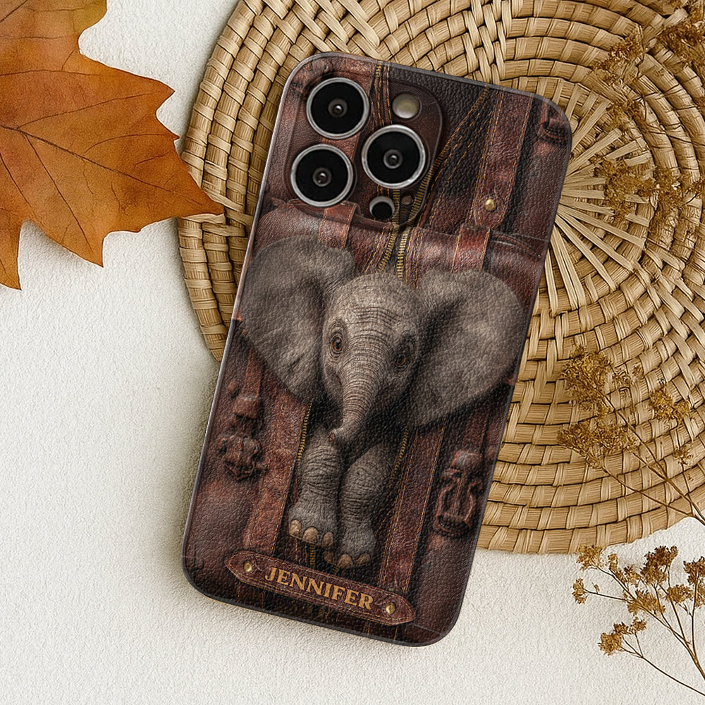Just A Girl Who Loves Elephant - Personalized Elephant Leather Phone Case