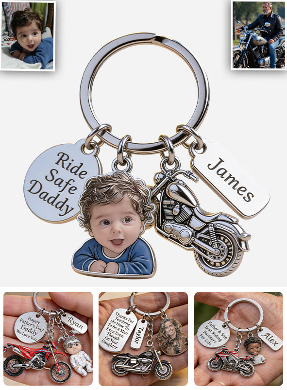 BIKER DAD - Personalized Biker Keychain With Charms