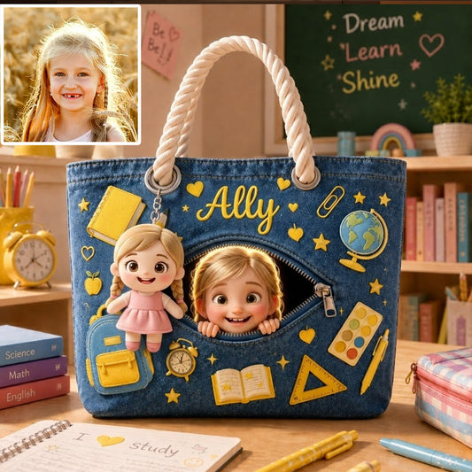Back To School Gift for Kids - Personalized Kid Beach Bag With Plush Charm