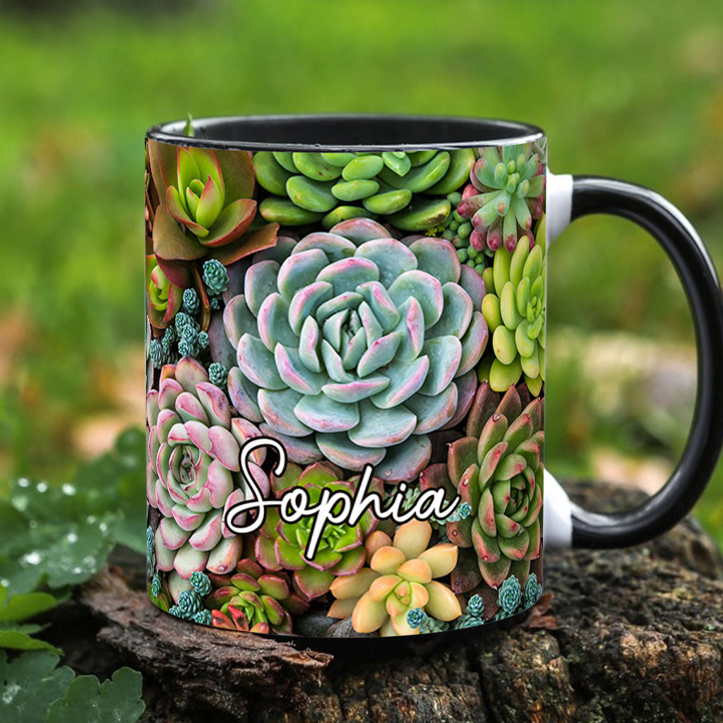 Beautiful Cactus Succulents Plants - Personalized Cactus Accent Mug
