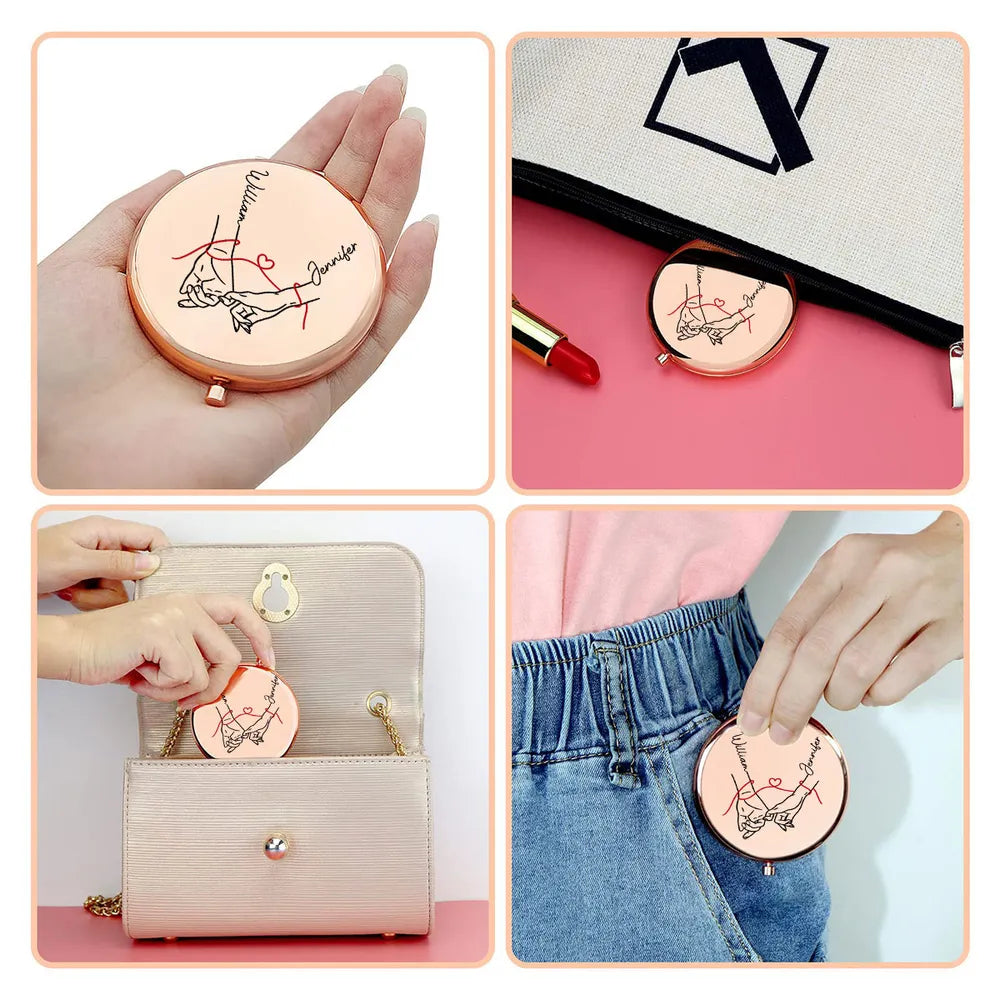 My Person My Love Quote Personalized Metal Compact Mirror Sweet On the Go Reminder Unique Romantic Gift for Couple