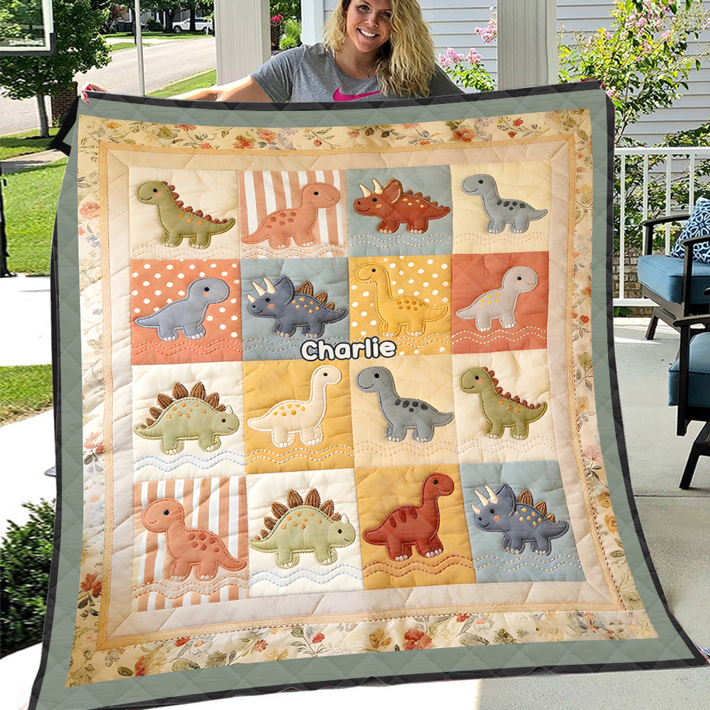 Adorable Dinosaurs - Personalized Kid Quilt